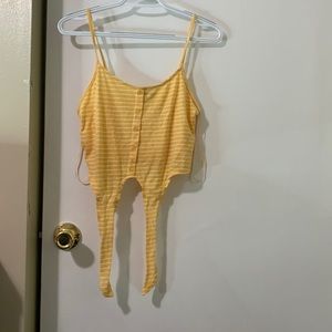 Tank Top Crop Top with decorative buttons and tie up strings